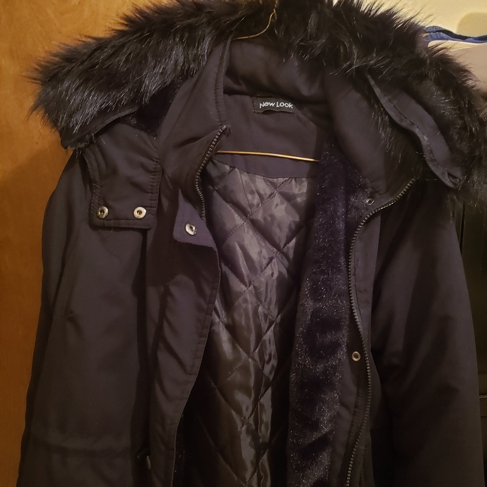 Fur hooded coat